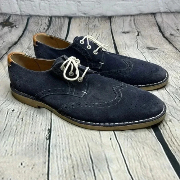 Ted Baker Men's Oxfords US 12 Blue Suede Wingtip Casual Derby - Picture 1 of 9